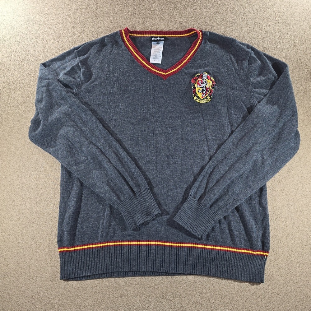Harry Potter Gryffindor V Neck Sweater Unisex Large Hogwarts Gryffindor Crest